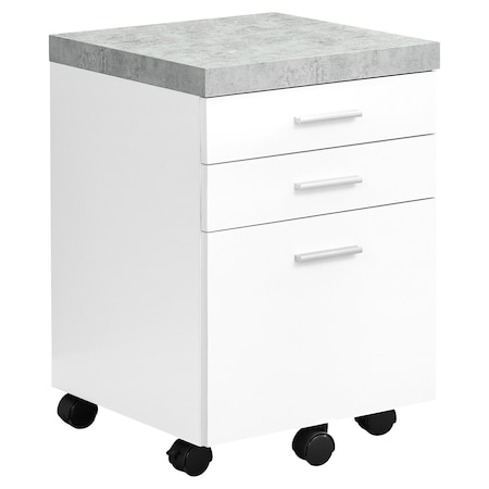 Monarch Specialties File Cabinet, Rolling Mobile, Storage Drawers, Printer Stand, Office, Work, Laminate, Grey, White I 7051